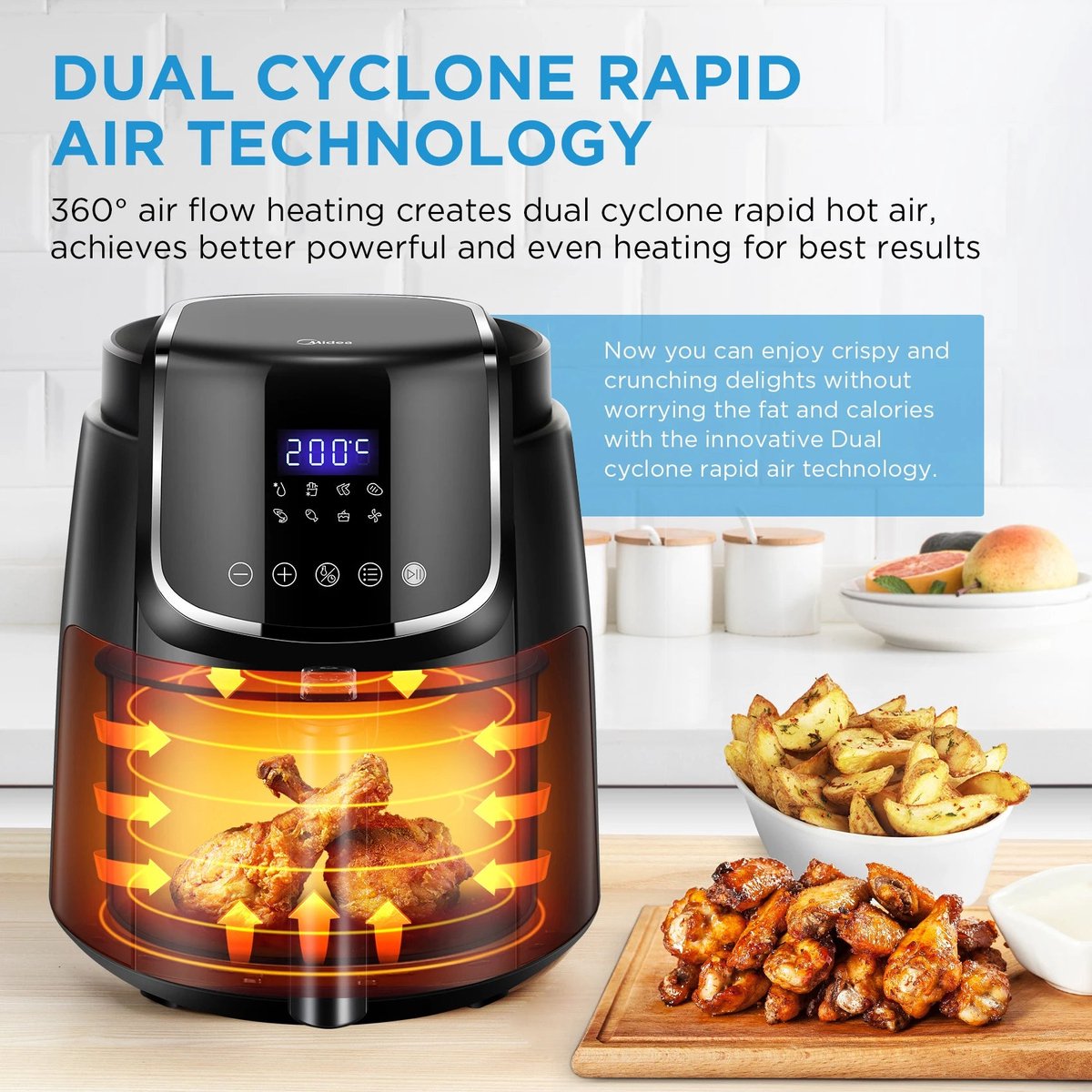Digitale Airfryer 4L met Grillrack 1500W Zwart