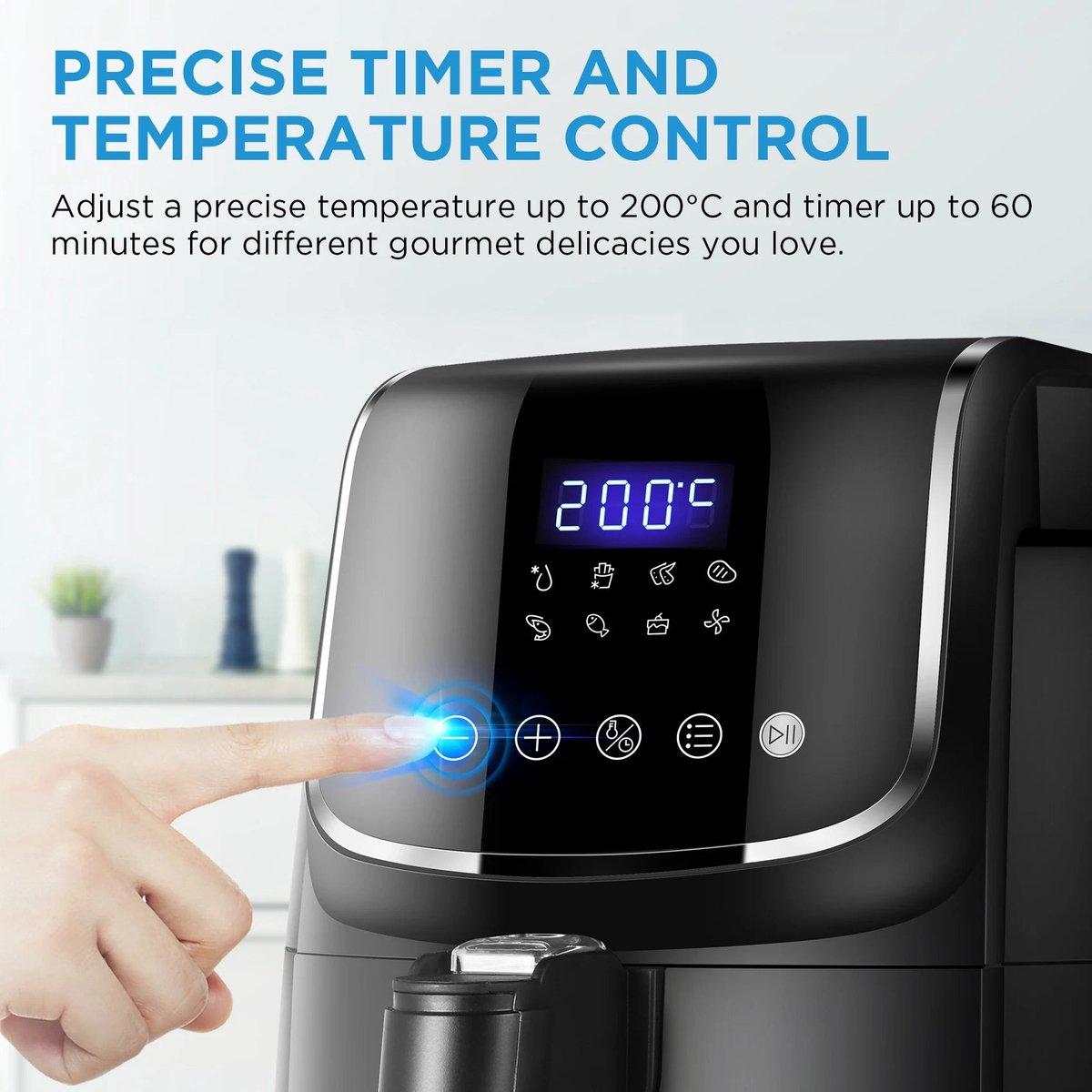 Digitale Airfryer 4L met Grillrack 1500W Zwart