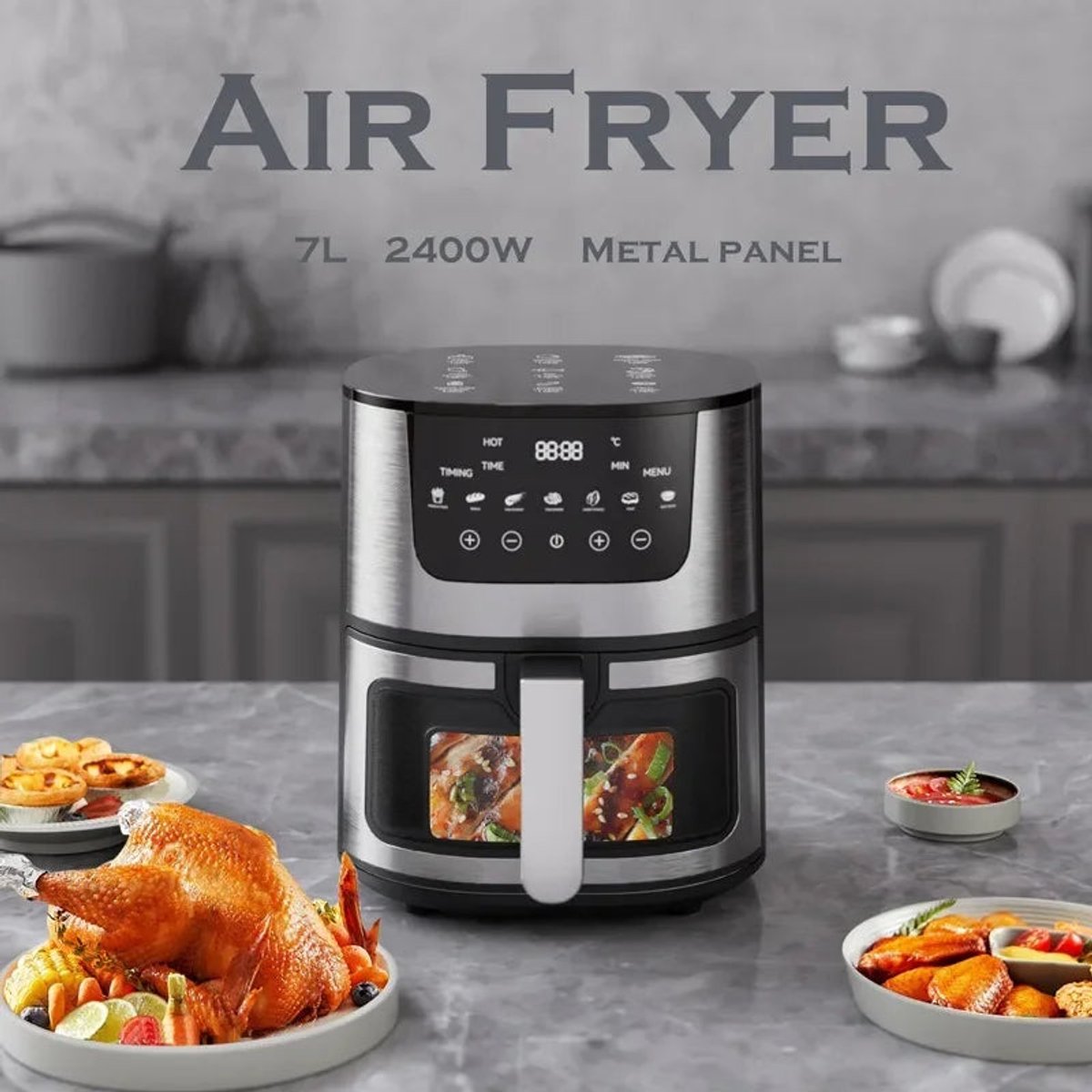 Digitale Airfryer 7L met Grillrack - Zwart