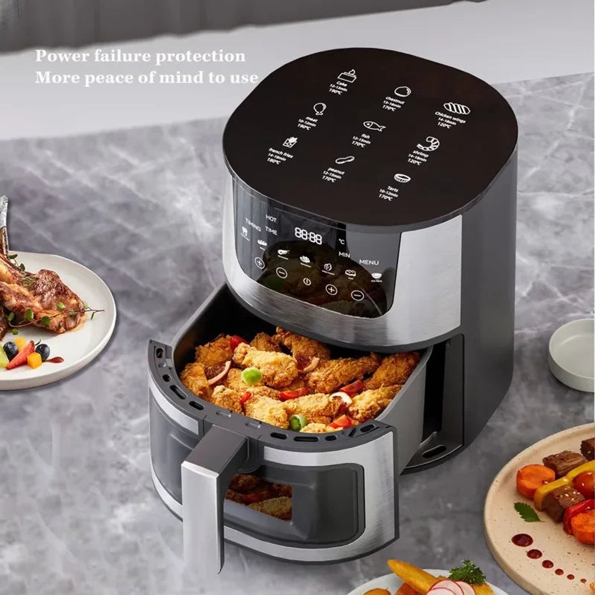 Digitale Airfryer 7L met Grillrack - Zwart