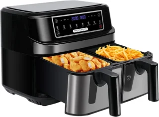 Digitale Airfryer 9L Zwart met 2 Lades en Grillrack