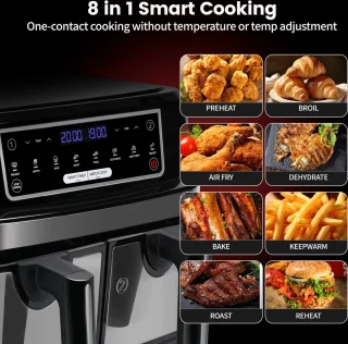 Digitale Airfryer 9L Zwart met 2 Lades en Grillrack