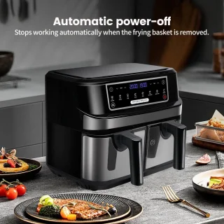 Digitale Airfryer 9L Zwart met 2 Lades en Grillrack