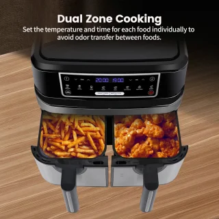 Digitale Airfryer 9L Zwart met 2 Lades en Grillrack
