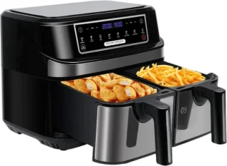 Digitale Airfryer 9L Zwart met 2 Lades en Grillrack