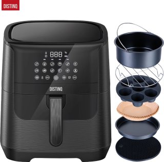 DistinQ AirFryer 6,5L 1800W Zwart met Accessoires