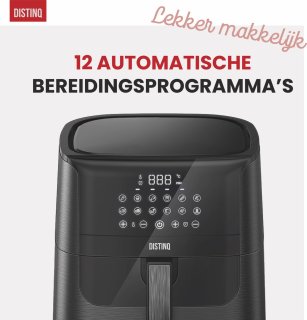 DistinQ AirFryer 6,5L 1800W Zwart met Accessoires