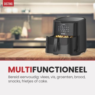 DistinQ AirFryer 6,5L 1800W Zwart met Accessoires