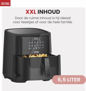DistinQ AirFryer 6,5L 1800W Zwart met Accessoires