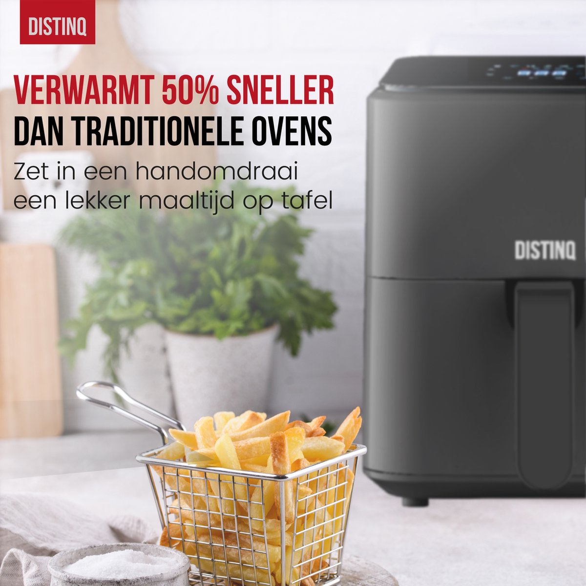 DistinQ Airfryer Compact 4L Zwart