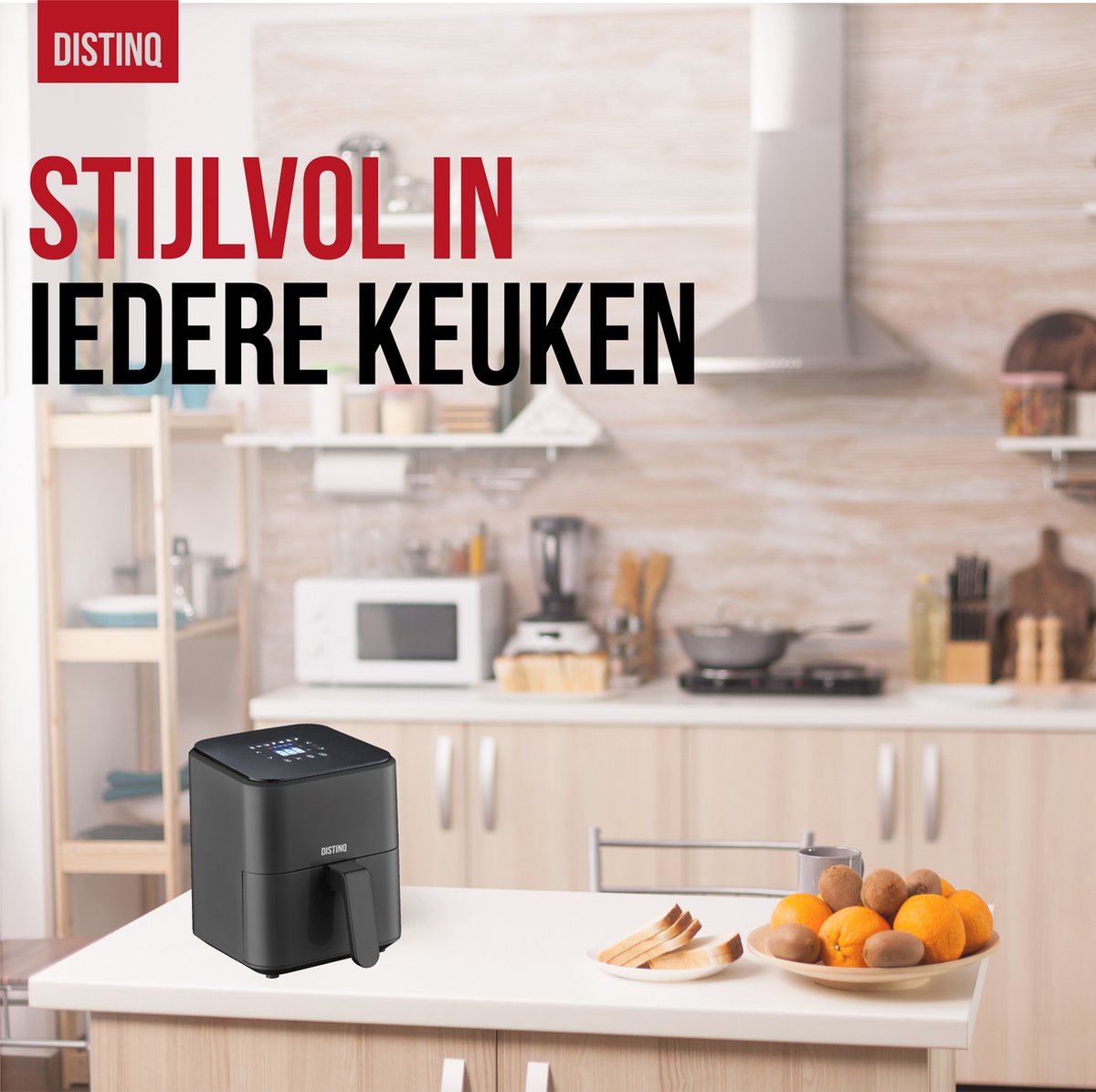 DistinQ Airfryer Compact 4L Zwart