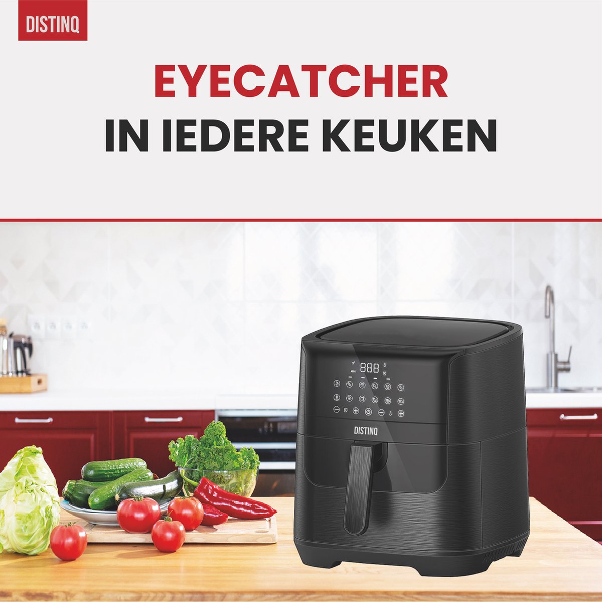 DistinQ AirFryer XXL 6,5L 1800W Zwart