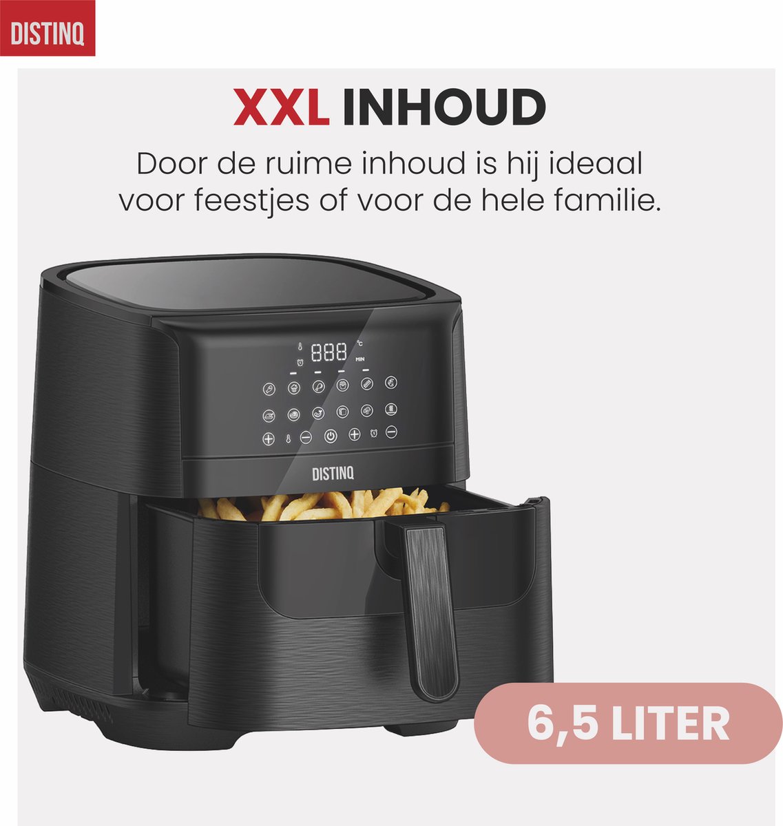 DistinQ AirFryer XXL 6,5L 1800W Zwart