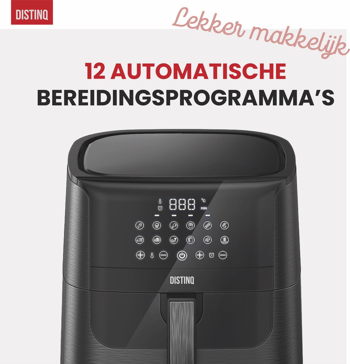 DistinQ AirFryer XXL 6,5L 1800W Zwart