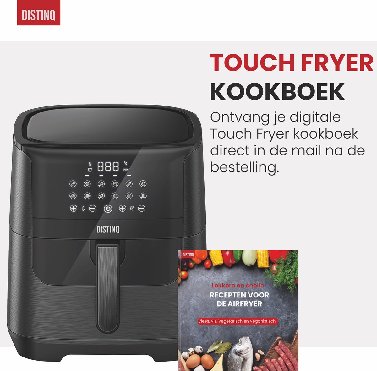 DistinQ AirFryer XXL 6,5L 1800W Zwart