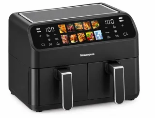 D&J heteluchtoven - airfryer met dubbele korf - 9 l - zwart