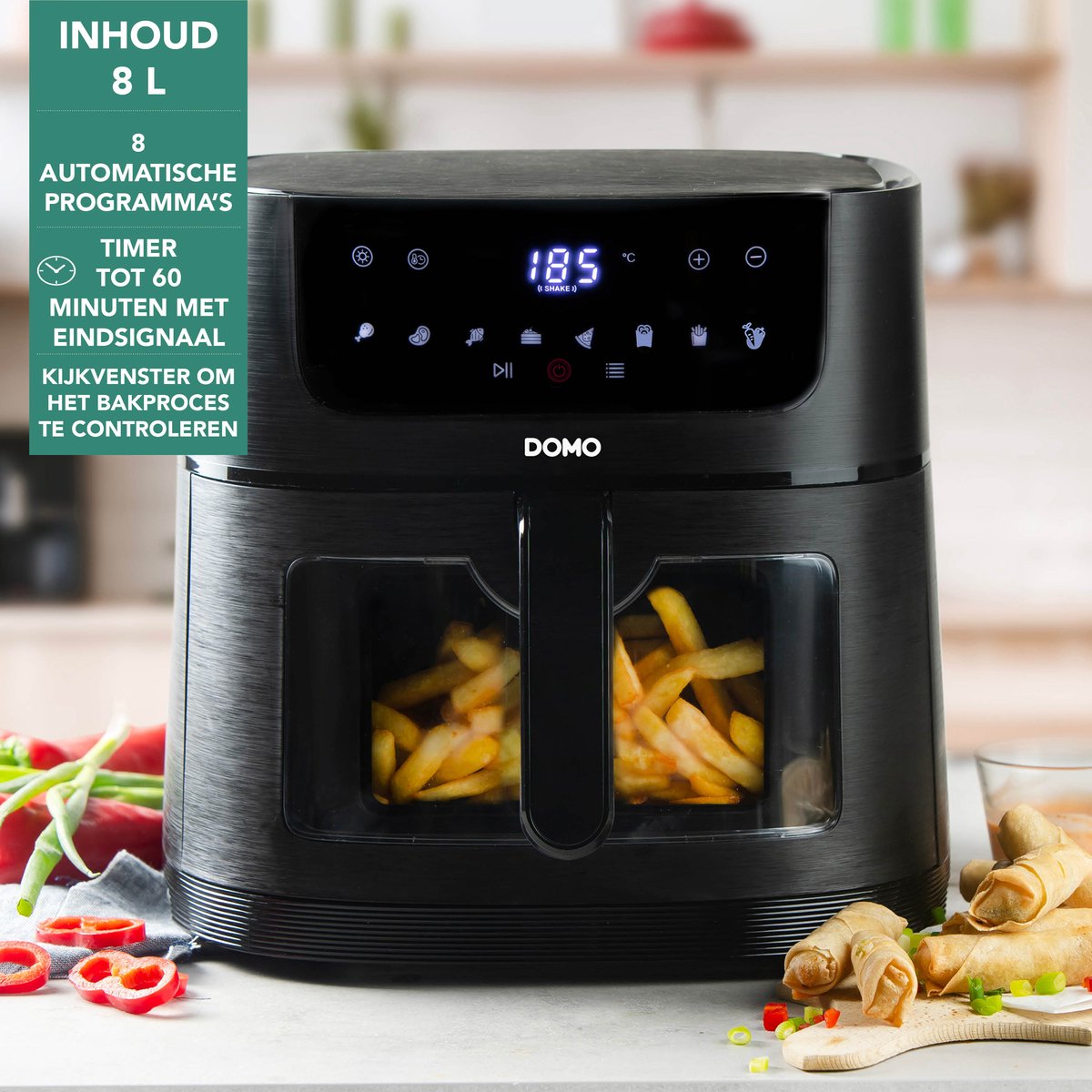 DOMO DO543FR Airfryer XXL 8L Zwart