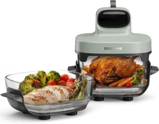 Draagbare glazen airfryer lunchbox 4.5 liter groen