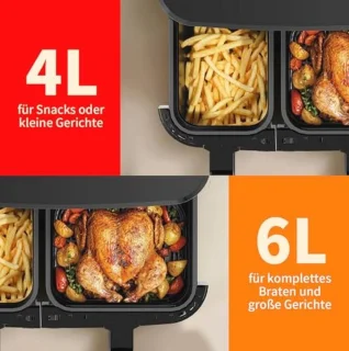 Dual Zone Heteluchtfriteuse 2800W