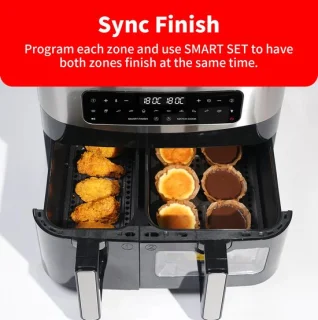 Dubbele airfryer 10L - 2 manden van 4L + 6L - 2850W