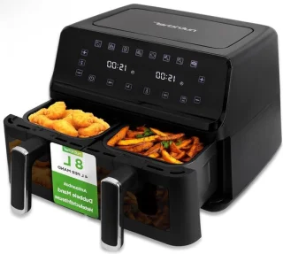 Dubbele airfryer heteluchtfriteuse zwart 8.8 liter