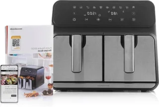 Dubbele airfryer heteluchtfriteuse zwart rvs