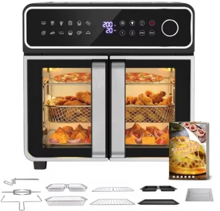 Dubbele airfryer oven 23l zwart