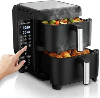 Dubbele Airfryer XL heteluchtfriteuse zwart