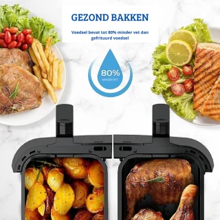 Dubbele Airfryer XXL met Onafhankelijke Kookzones en LED-Display