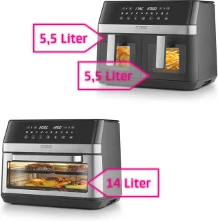 Dubbele Heteluchtfriteuse 2-kamer 11 L
