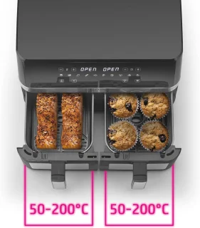 Dubbele Heteluchtfriteuse 2-kamer 11 L