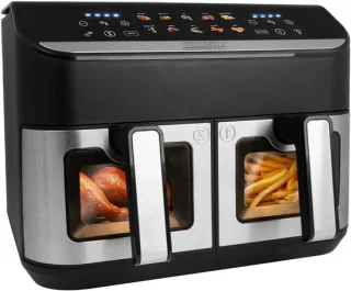 Dubbele heteluchtfriteuse Airfryer Duo 9 liter zwart