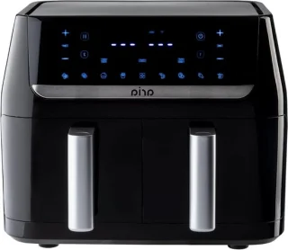 Dubbele heteluchtfriteuse airfryer met 2 manden, 10 quarts, zwart