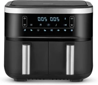 Dubbele heteluchtfriteuse Airfryer XXL 2x 3.8L zwart zilver