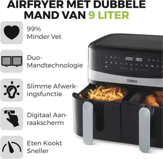 Dubbele-mand Airfryer 9L