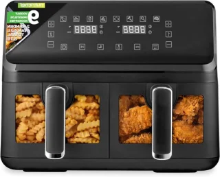 Dubbele mand airfryer heteluchtfriteuse 88 liter zwart