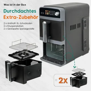 Dubbele XL Airfryer 10L Heteluchtfriteuse