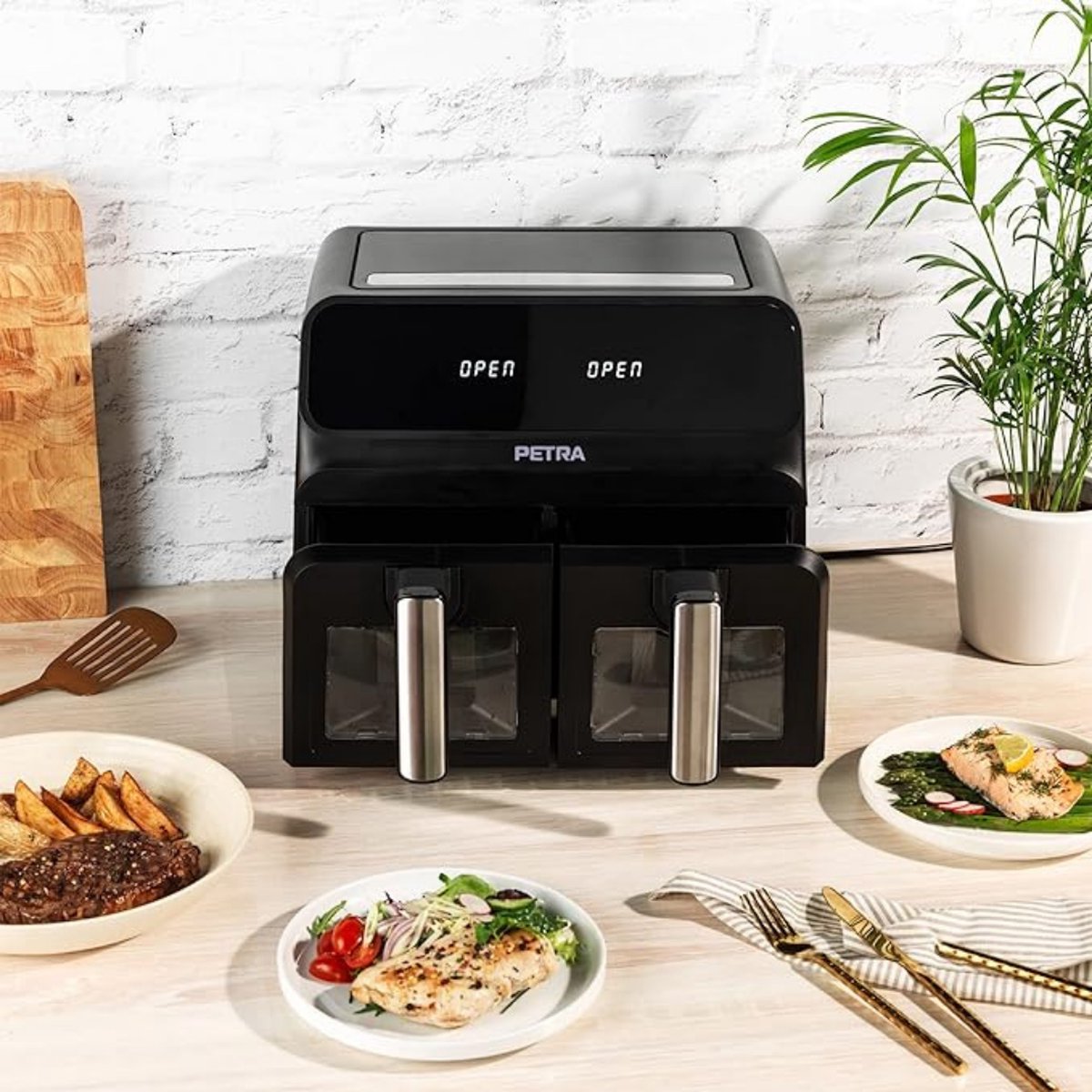Duo Heteluchtfriteuse Luxe Dubbele Airfryer 7,6L Zwart
