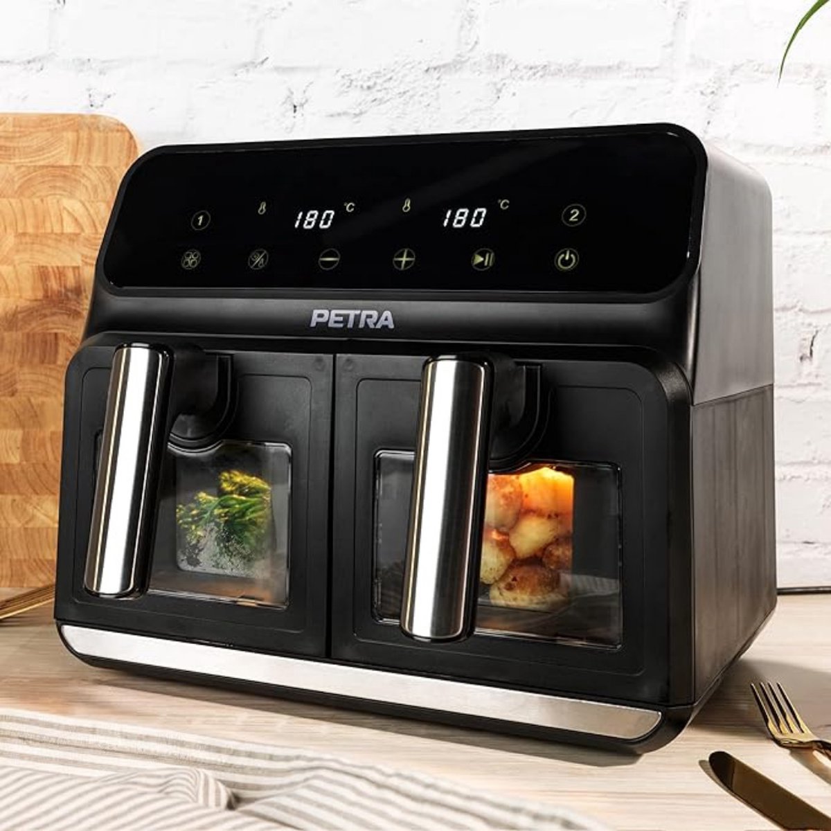 Duo Heteluchtfriteuse Luxe Dubbele Airfryer 7,6L Zwart