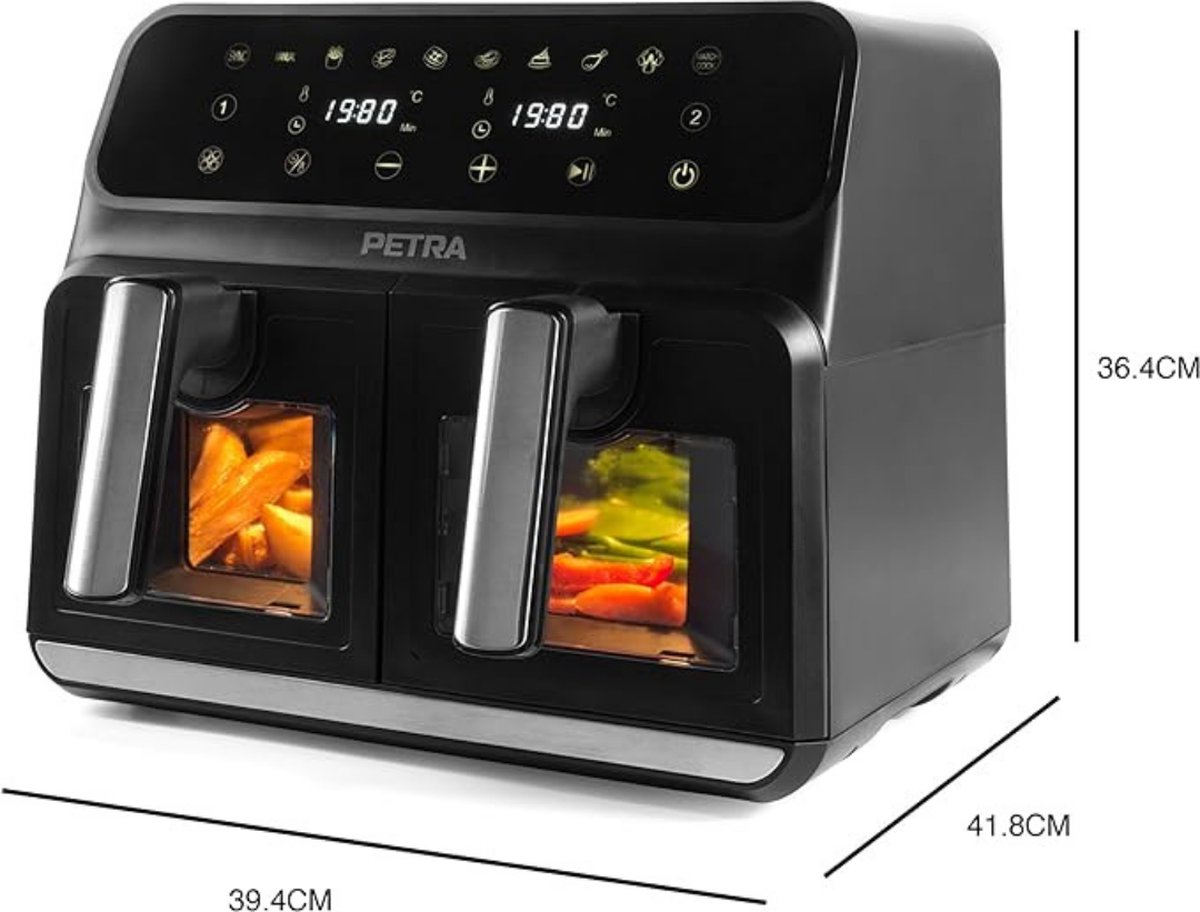 Duo Heteluchtfriteuse Luxe Dubbele Airfryer 7,6L Zwart