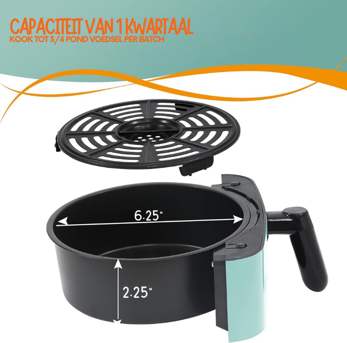 EAF-3218BL Heteluchtfriteuse Mintgroen 700W