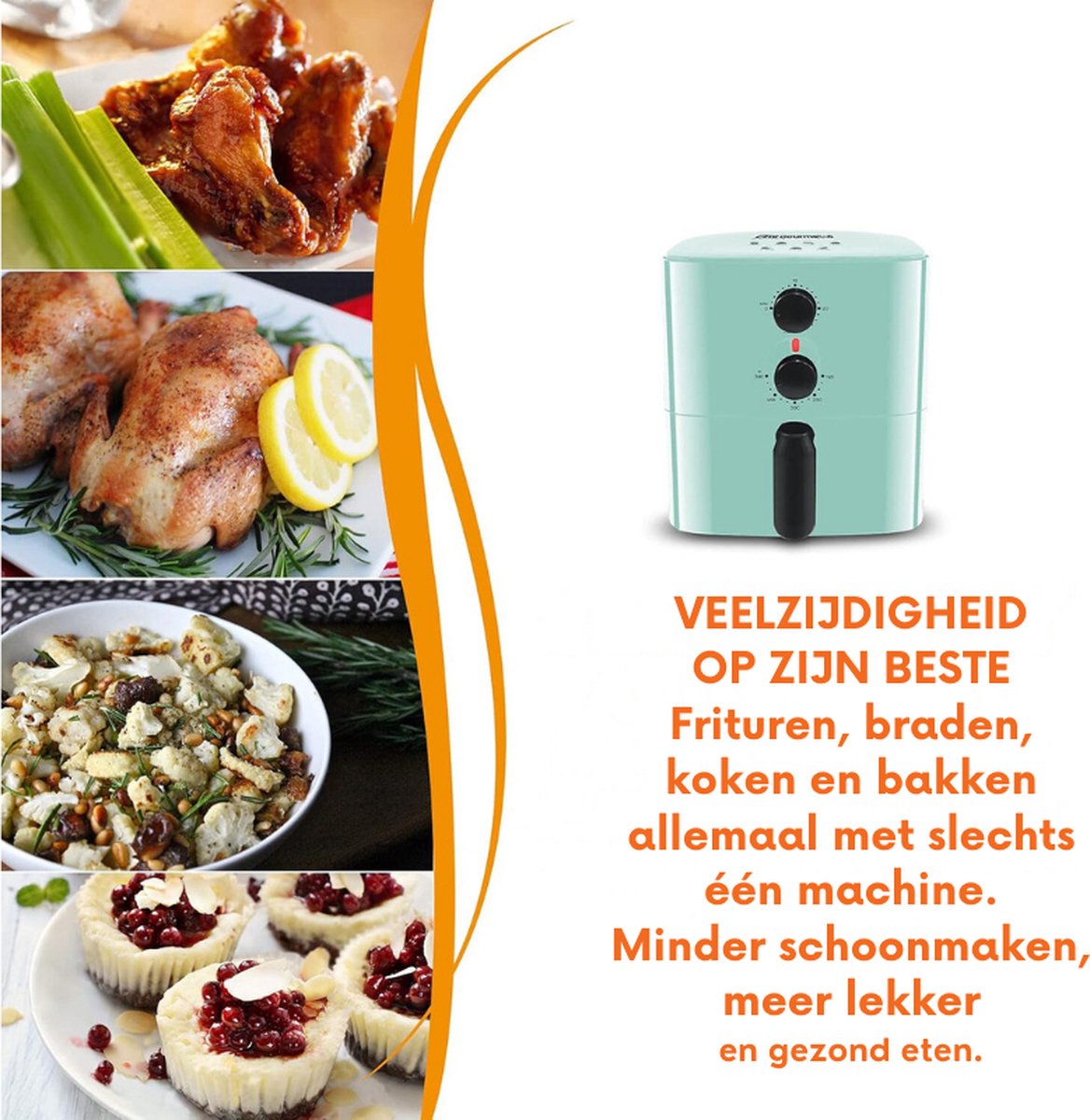 EAF-3218BL Heteluchtfriteuse Mintgroen 700W