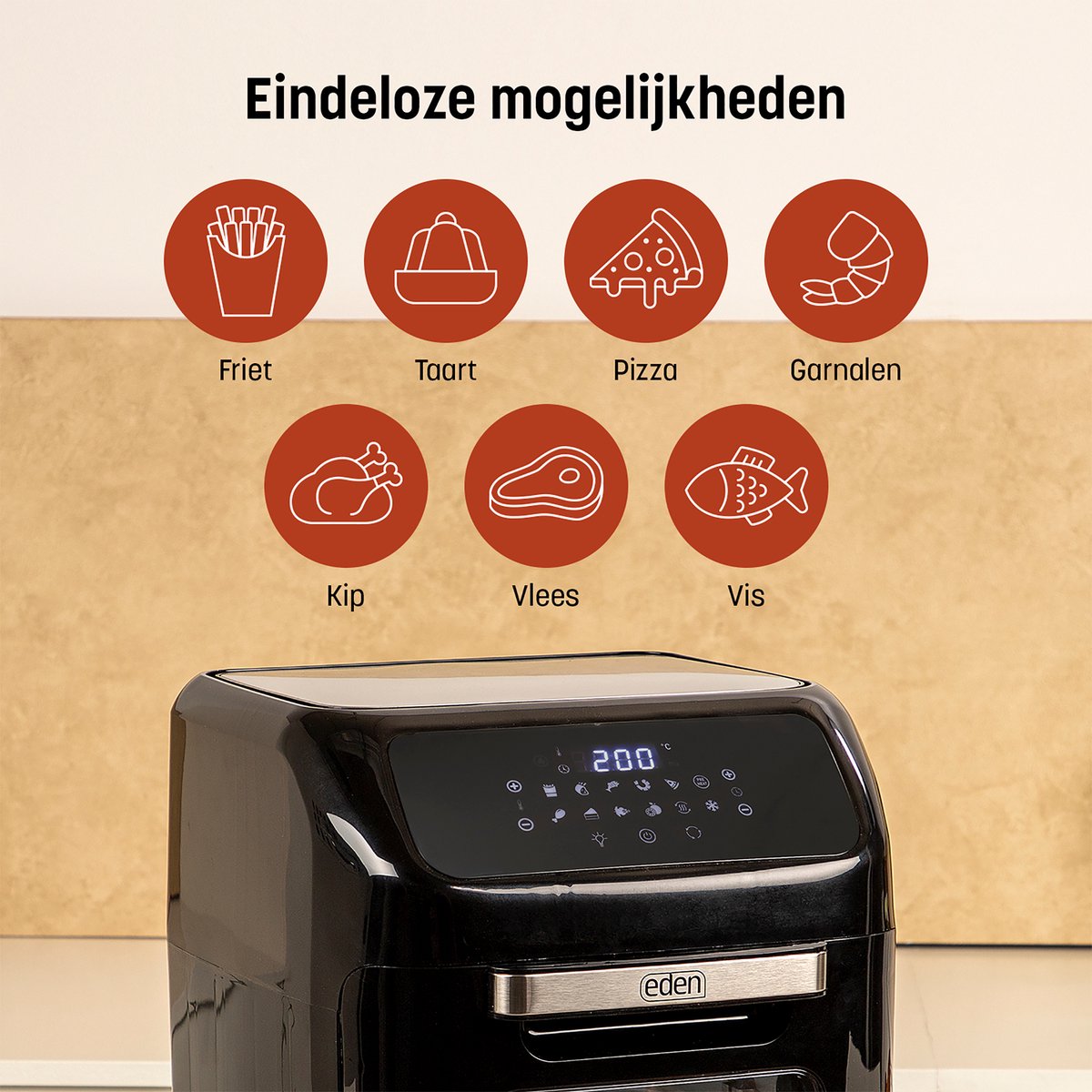 Eden ED-7017 Airfryer Oven 12L Zwart