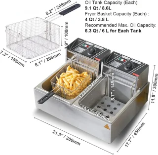 Elektrische Friteuse 8,6L Dubbel Bakken Metabo