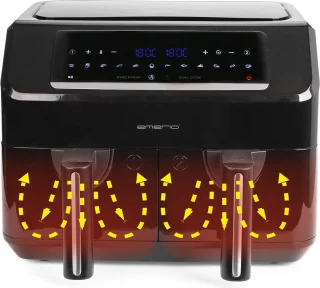 Emerio AF-130376.1 dubbele digitale heteluchtfriteuse 2x3.6L
