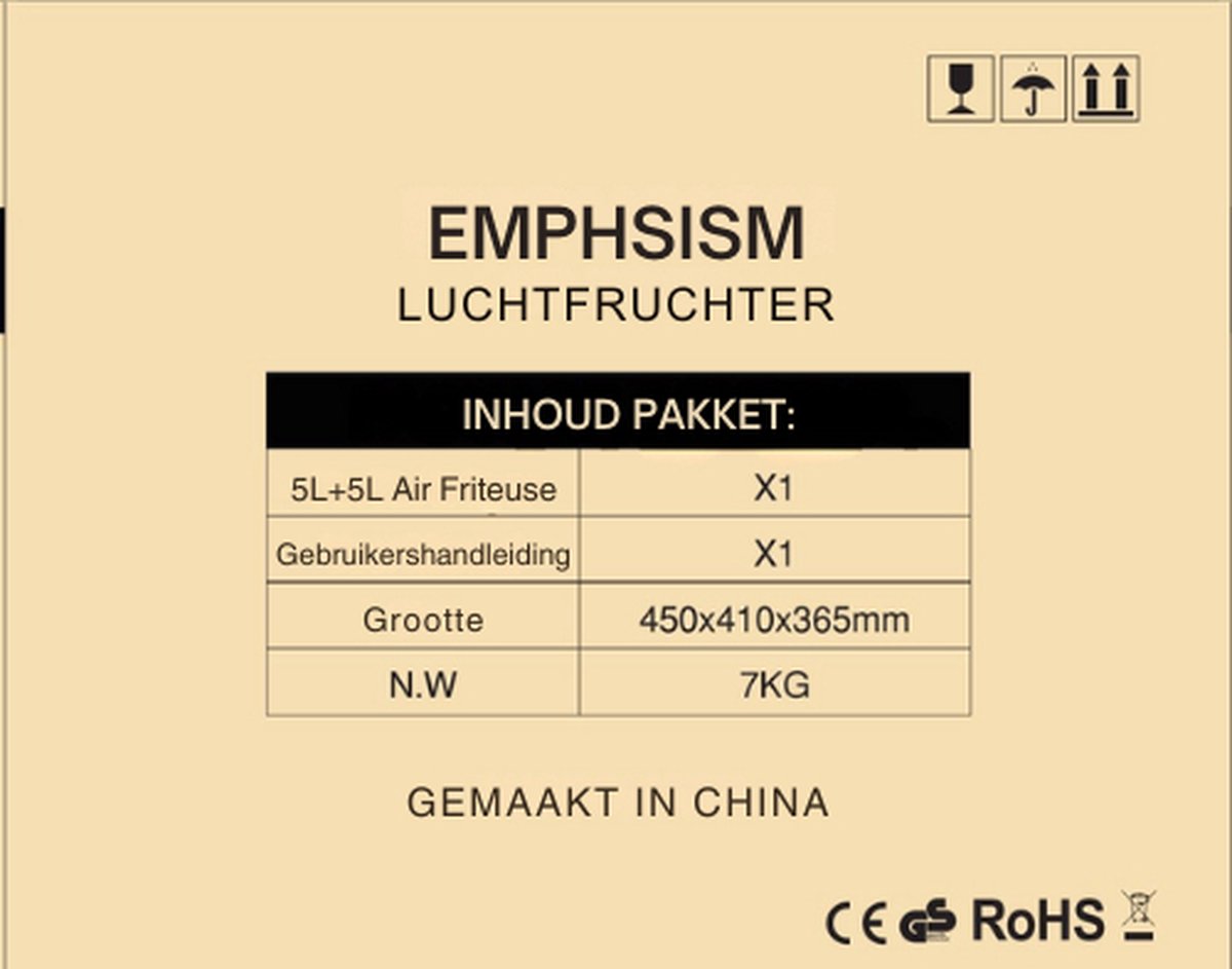 Emphsism 8in1 Dubbele Airfryer Deluxe 9L
