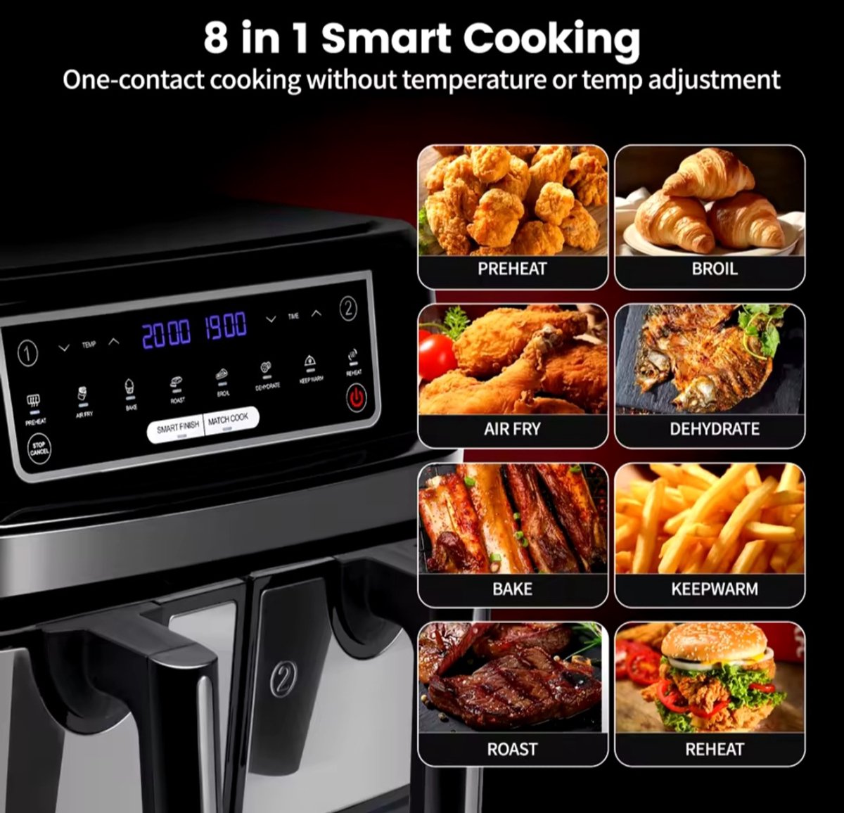 Emphsism 8in1 Dubbele Airfryer Deluxe 9L