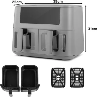 Equivera Mega Dubbele Airfryer Dual Cook