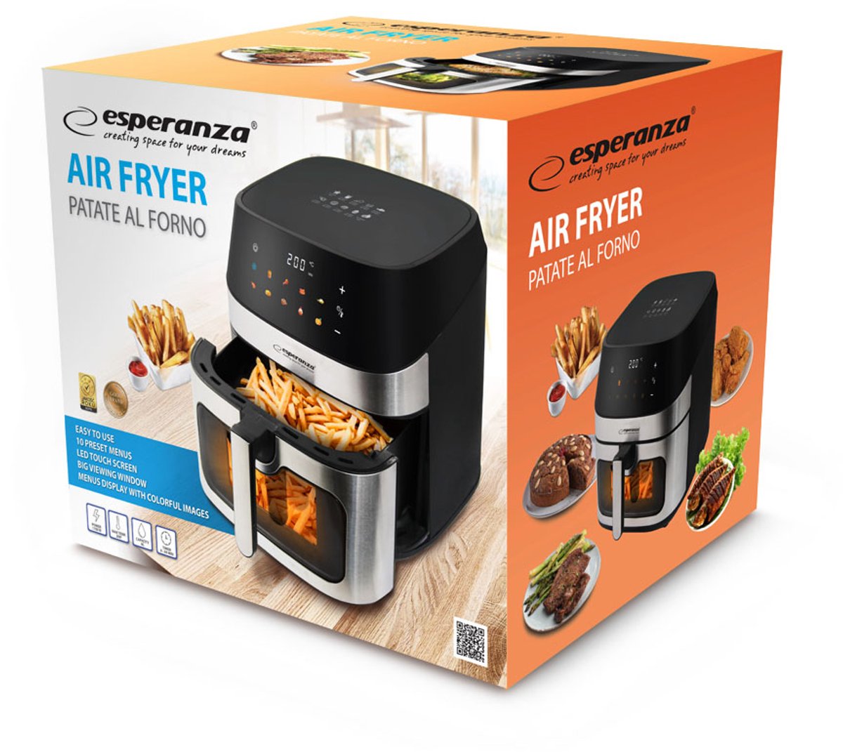 Esperanza PATATE AL FORNO Airfryer 8L Zwart