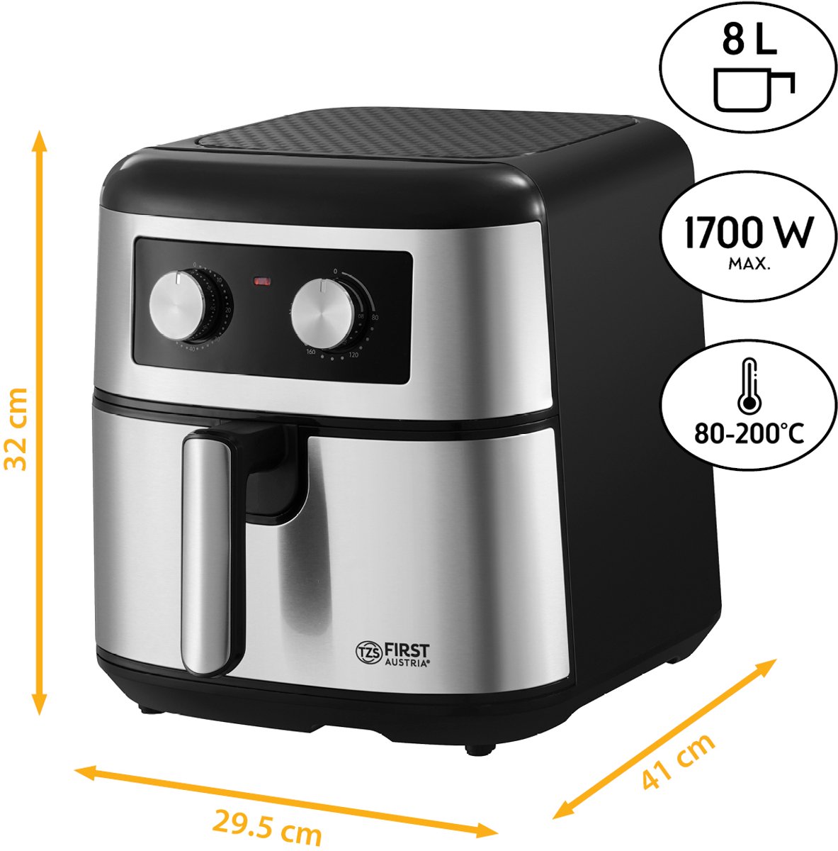 First Austria Airfryer 8L 1700W Zwart